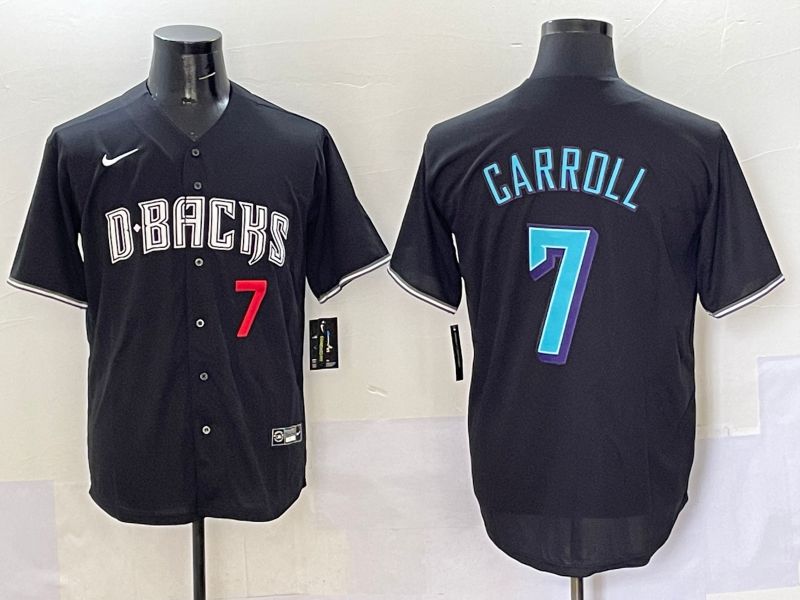 Men 2025 Arizona Diamondback #7 Garroll Black Joint Name Nike MLB Jersey style 2
